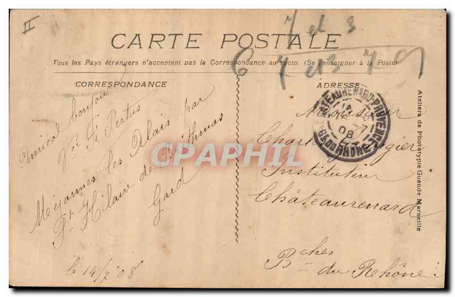 CPA Palais de Justice et college JB Dumas Allais — Verso