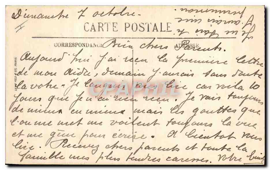 CPA Palais de Justice Amiens  — Verso