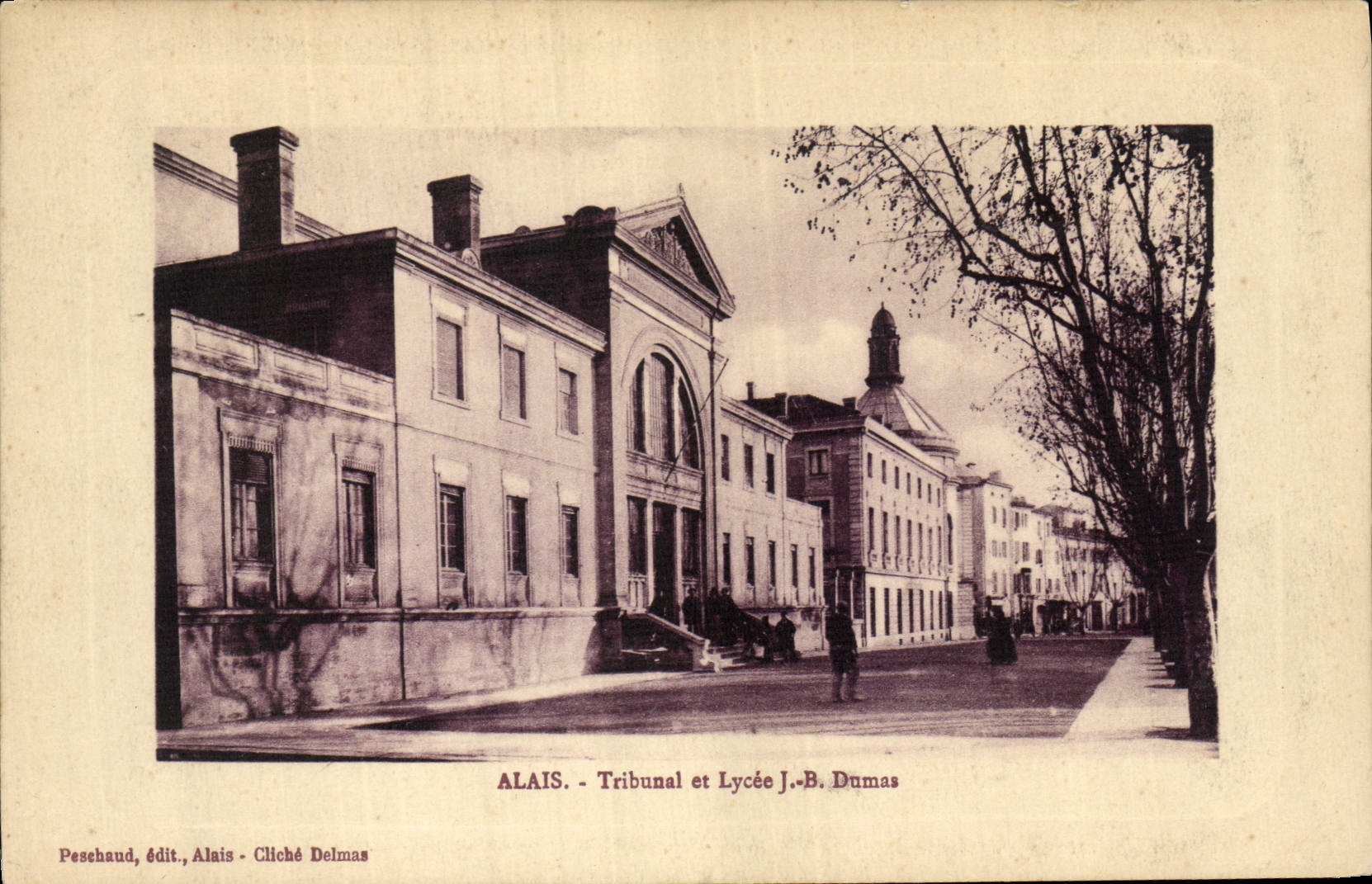 Alais - Tribunal et Lycée J.-B. Dumas — Pesechaud, édit., Alais - Cliché Delmas