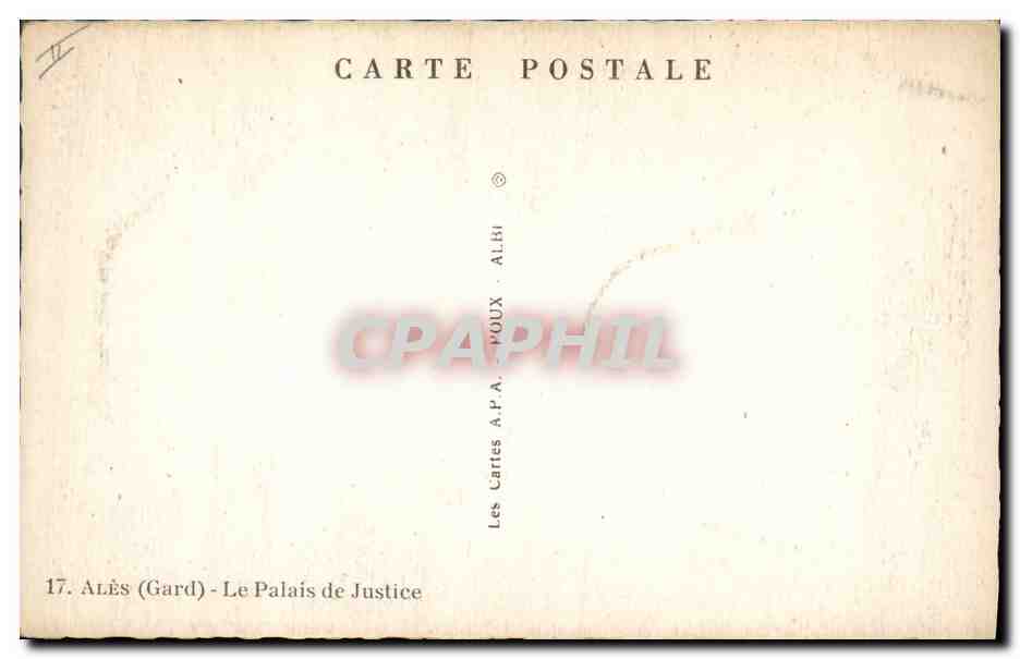 CPA Palais de Justice Ales — Verso