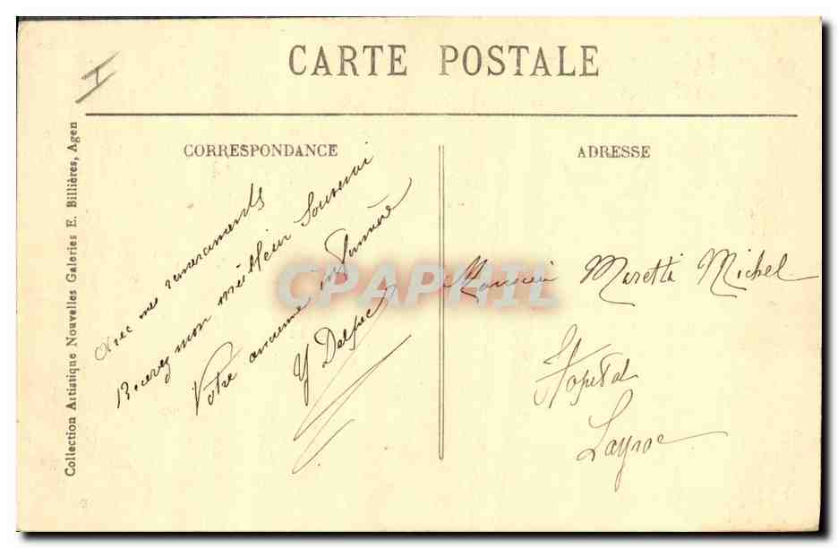 CPA Palais de Justice Agen — Verso