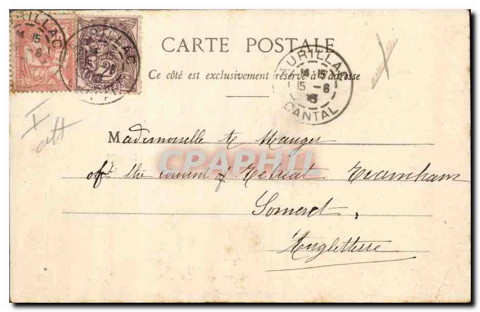 CPA Jardin Public et Palais de Justice a Aurillac — Verso