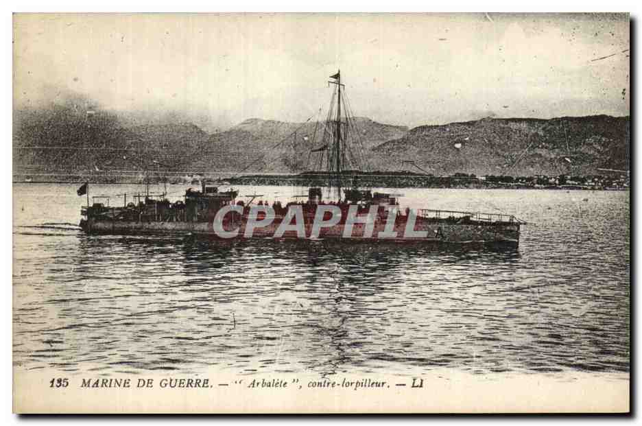 CPA Bateau de Guerre Arbalete Contre torpilleur