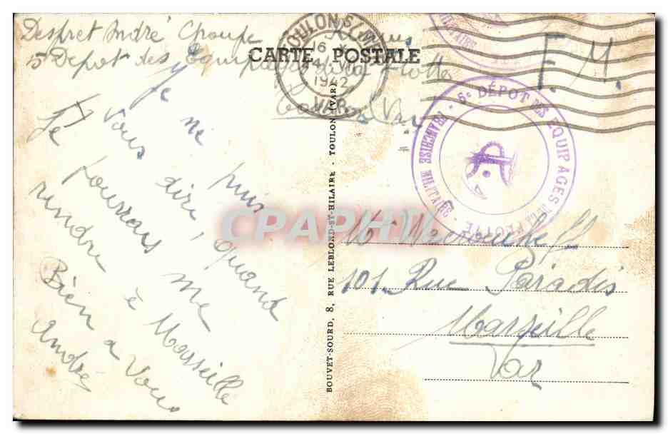 CPA Bateau de Guerre L'Adroit Torpilleur — Verso