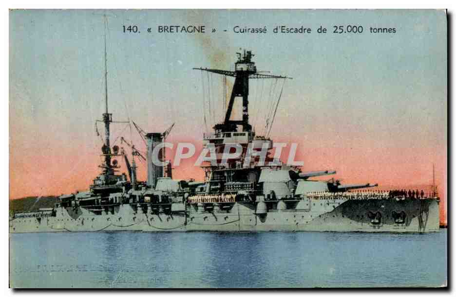 Bretagne — Cuirassé d'Escadre de 25.000 tonnes — Éditeur Bouvet-Sourd, Toulon