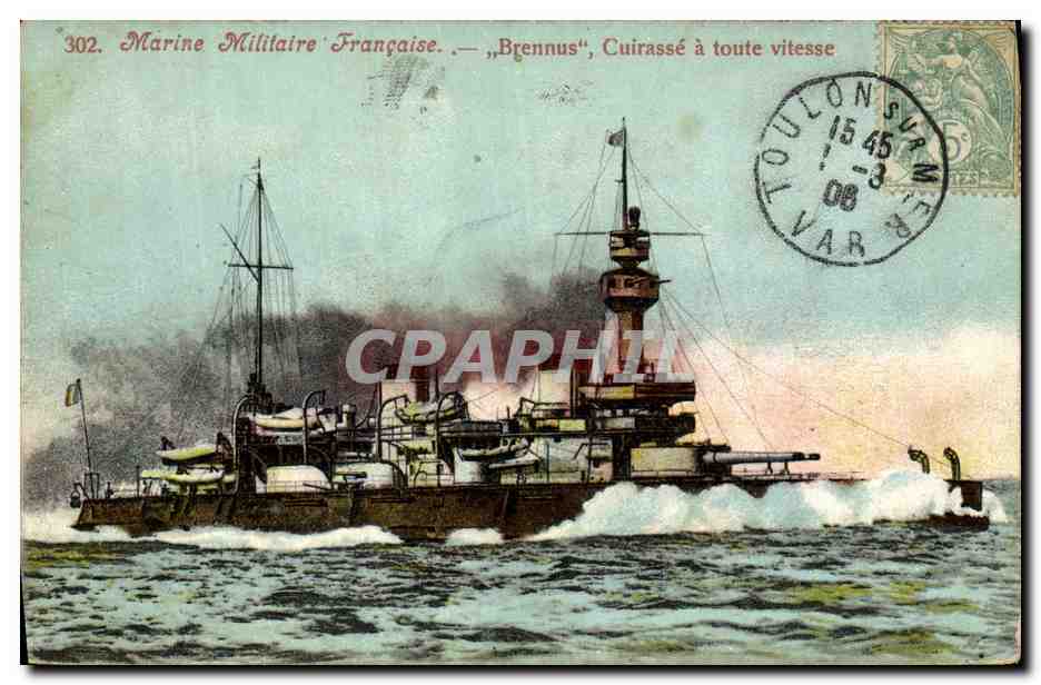 CPA Bateau de Guerre Brennus Cuirasse a toute vitesse