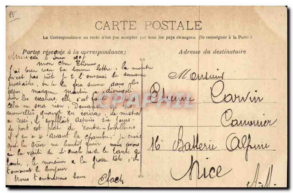 CPA Bateau de Guerre Le Brenus — Verso