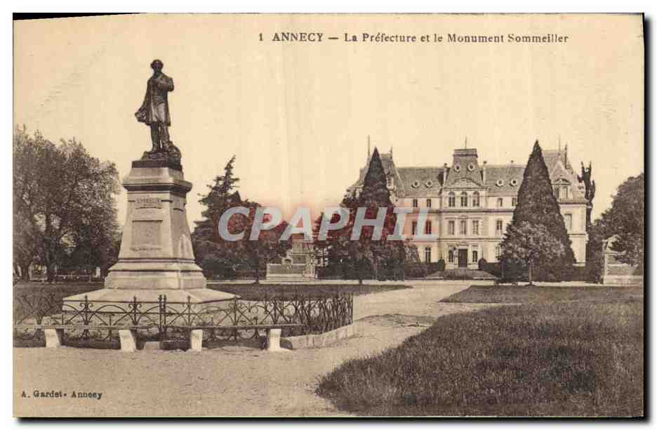 CPA Prefecture et le monument Sommeiller Annecy