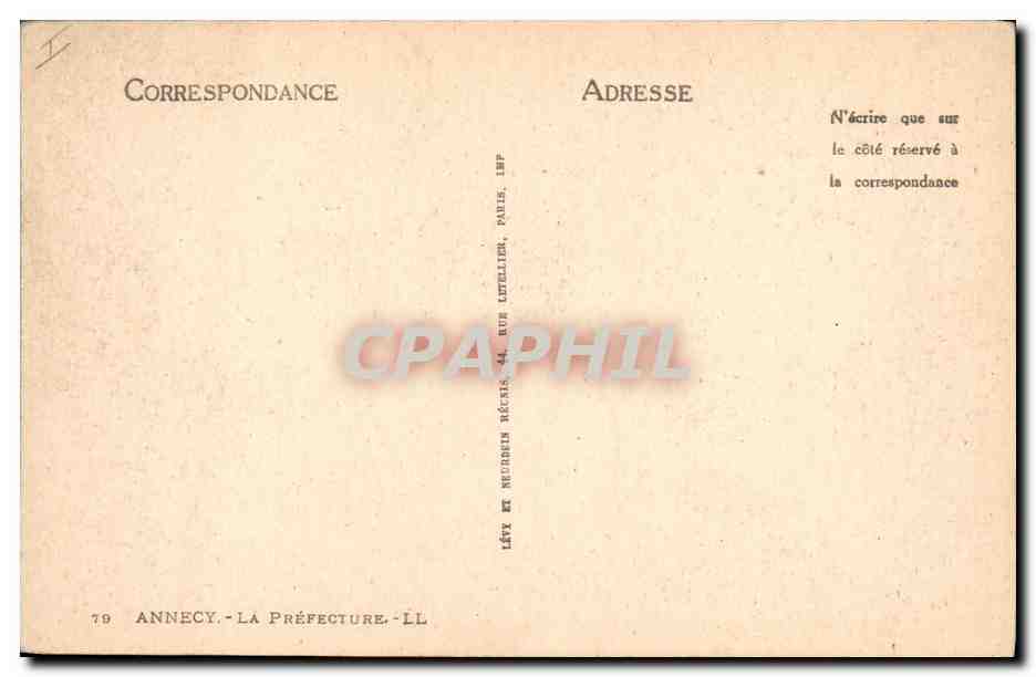 CPA Prefecture Annecy Barques Bateaux — Verso