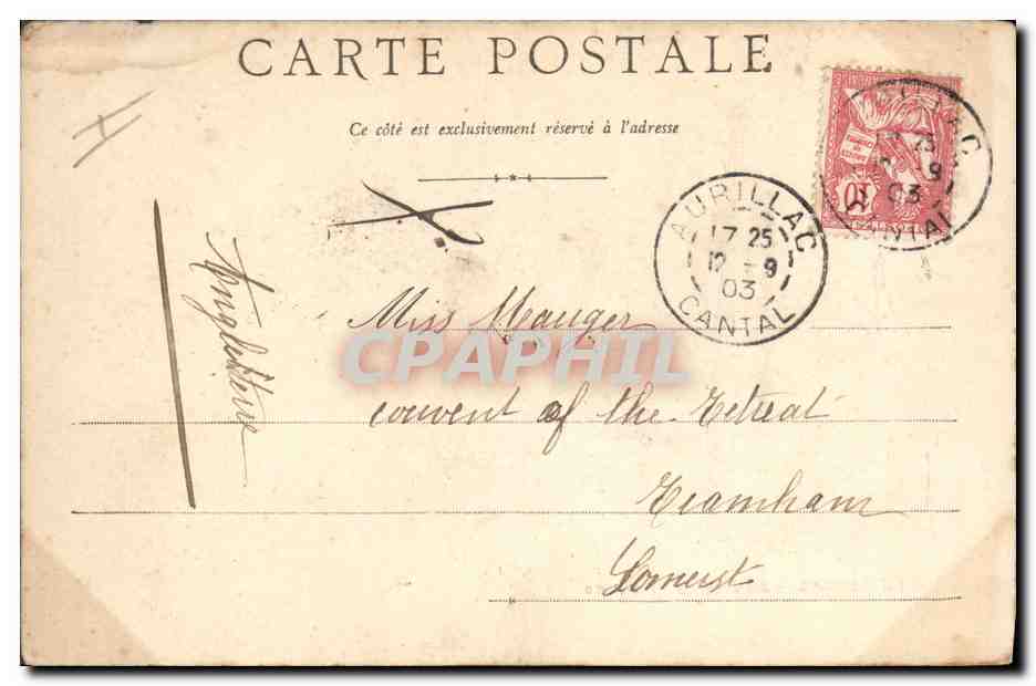 CPA Prefecture Aurillac  — Verso