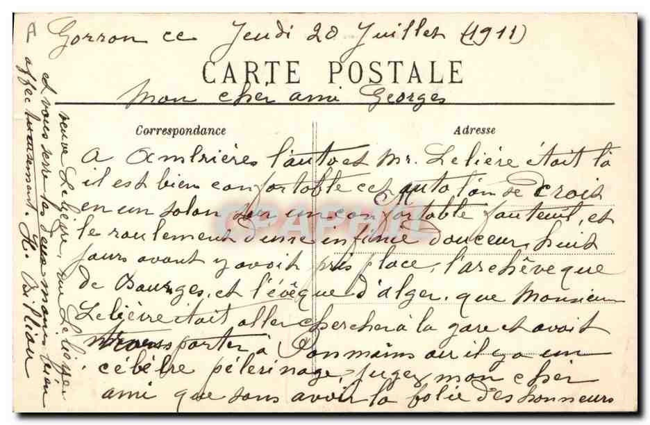 CPA Folklore Jeune Fille d'Auray — Verso