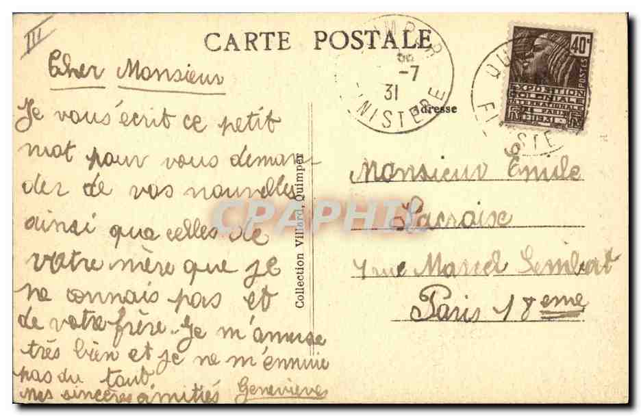 CPA Folklore L'histoire de Man Coz Femme Enfant — Verso