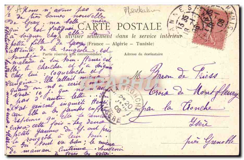 CPA Folklore Jeune fille d'Auray — Verso