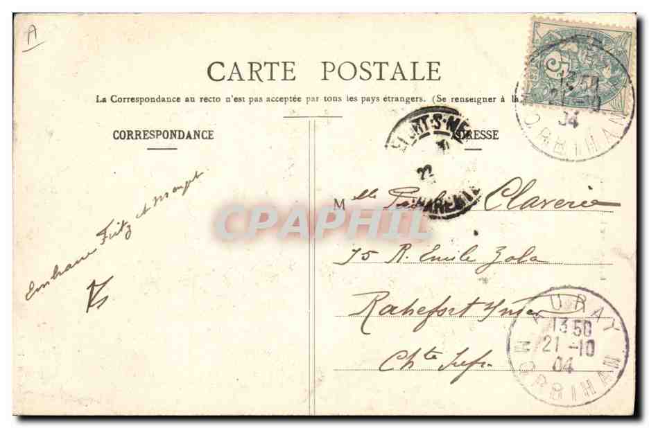 CPA Folklore Une elegante d'Auray — Verso