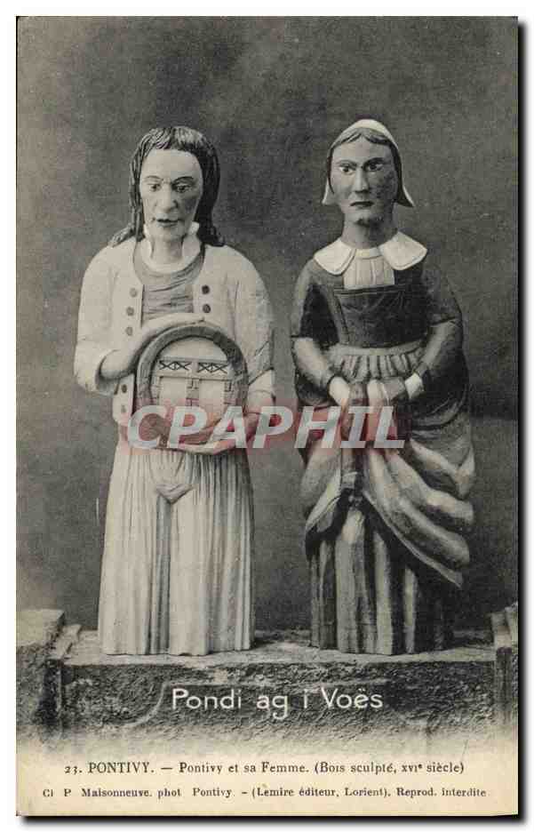 CPA Folklore Pontivy et sa femme 