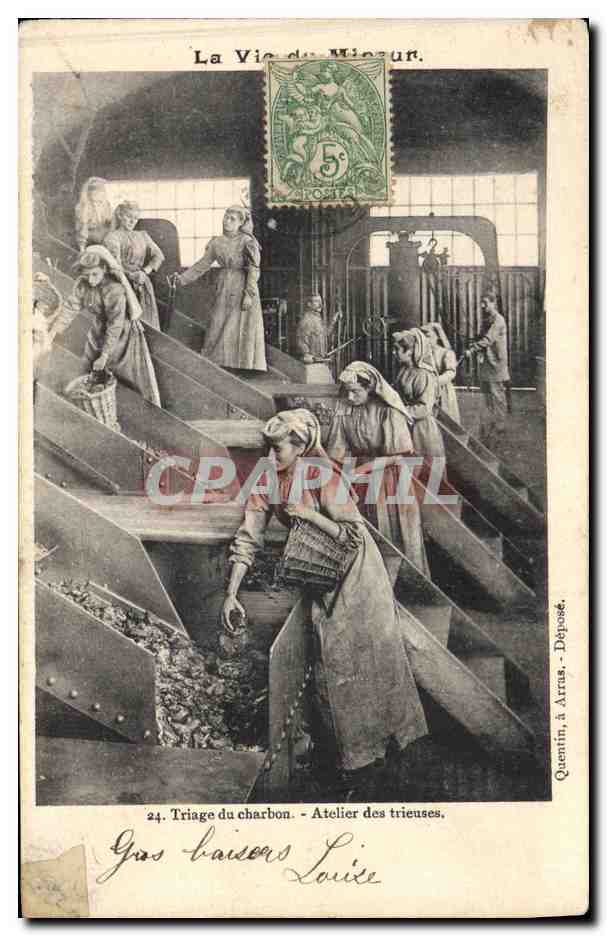 CPA Mine Mines Mineur Triage du charbon Atelier des trieuses