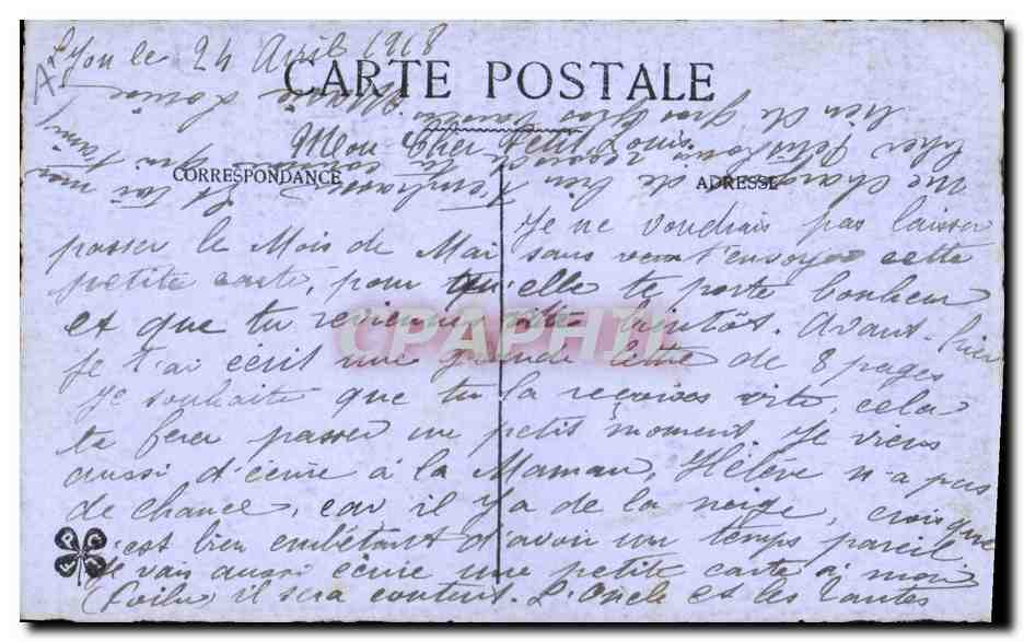 Blumenstrauß — Ansichtskarte vom 24. April 1918 — unbekannter Verlag — Rückseite