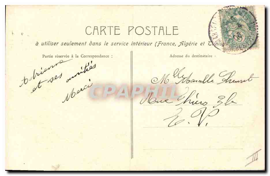 Pêche au poisson — illustration à l'aquarelle — datée 1 Avril 1906 — Verso