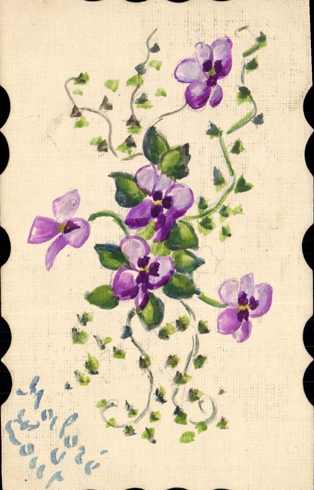 Violettes — dessin à l'aquarelle — éditeur inconnu