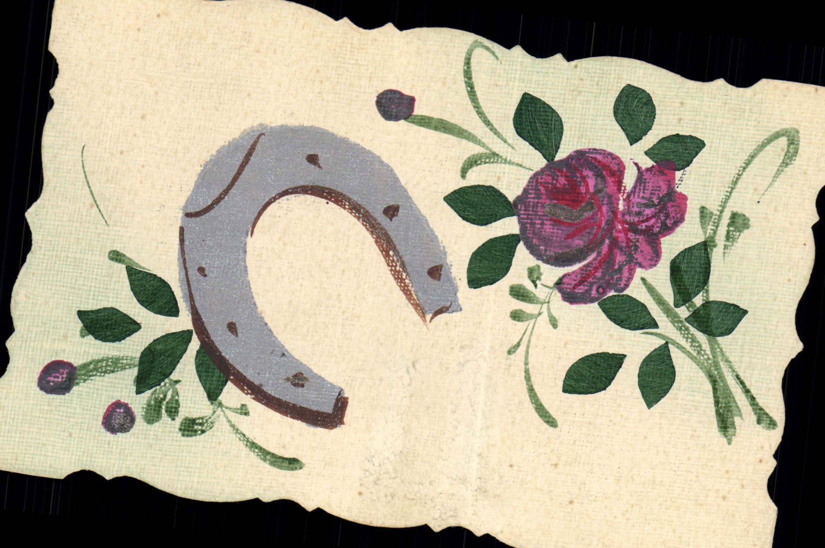 Horseshoe et rose — motif décoratif — Carte postale