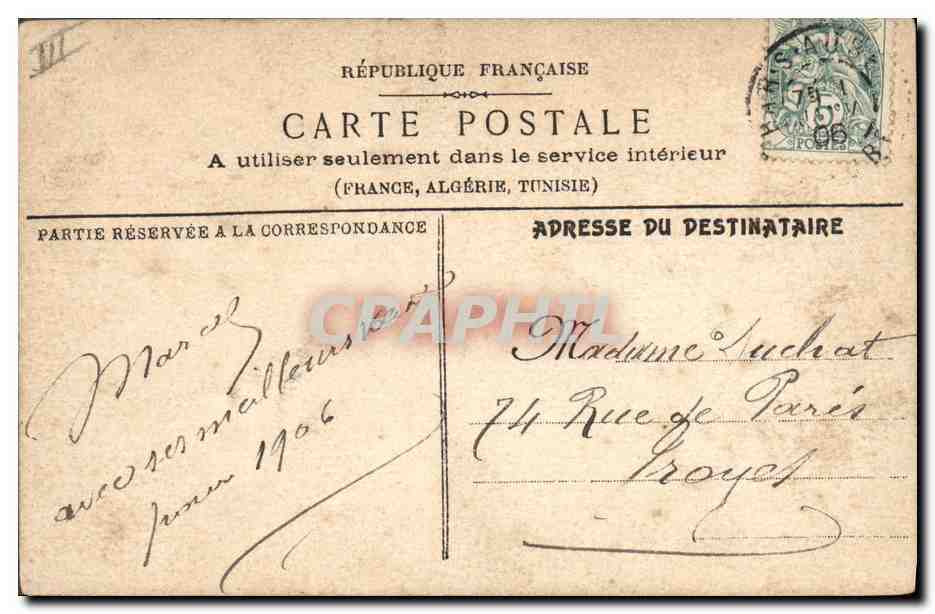 Fleur rose — Carte de vœux — Marcez, n° 1249 — Verso