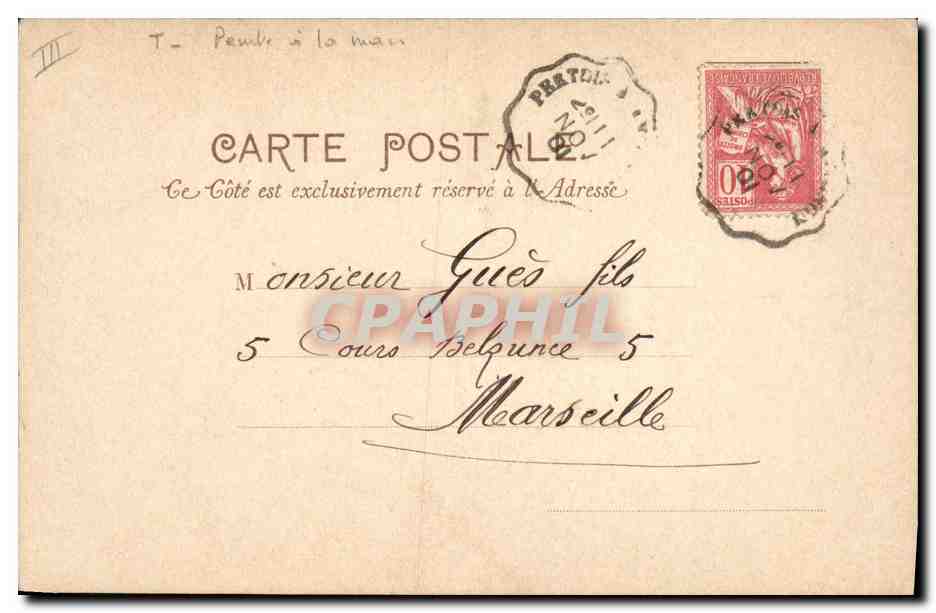 Fleurs roses — Bon souvenir et Amitiés — A. — Carte postale de Pertuis — Reverso