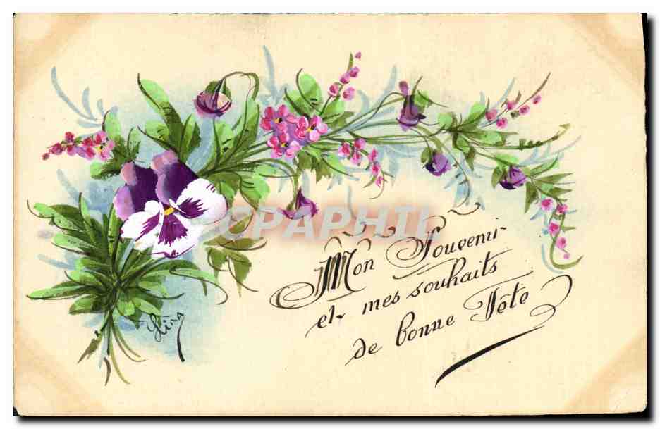 Blumen — Blumenstrauß aus Mohnblumen und Violett — unbekannter Verlag, Seriennummer nicht sichtbar