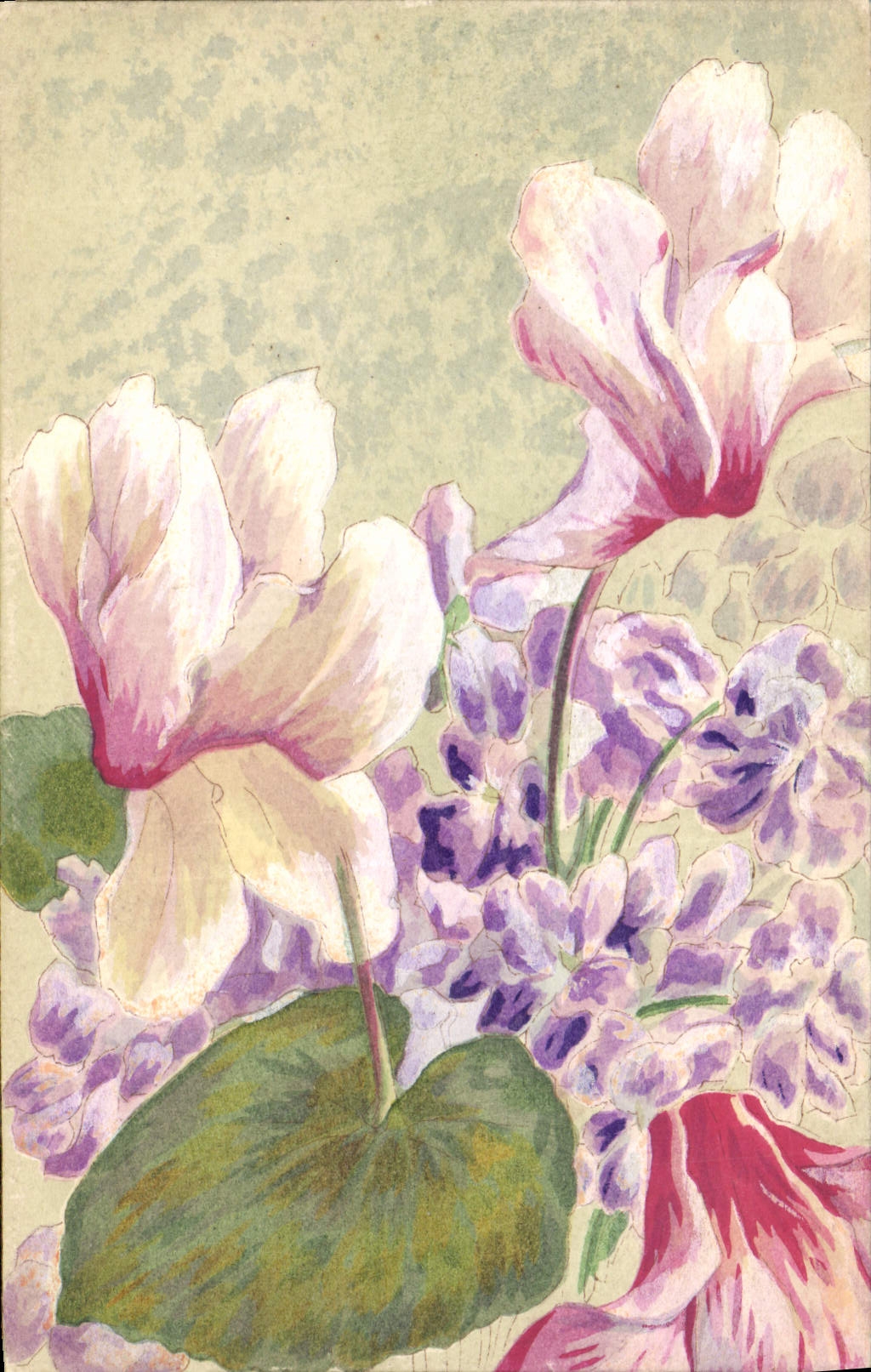 Fleurs de cyclamens et de violets — éditeur PB Paris