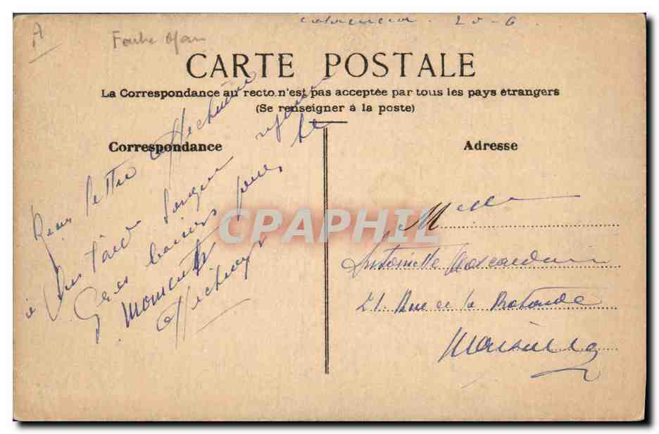 Sonnenuntergang über das Meer — maritimer Landschaft — Verlag A. Forbe Blan, Nr. A — Rückseite