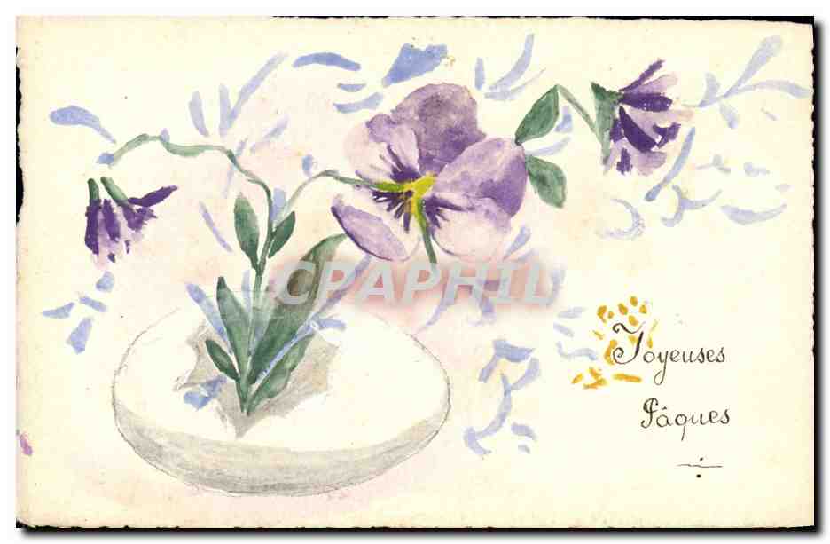 Pansées violettes — Joyeuses Pâques — éditeur non visible
