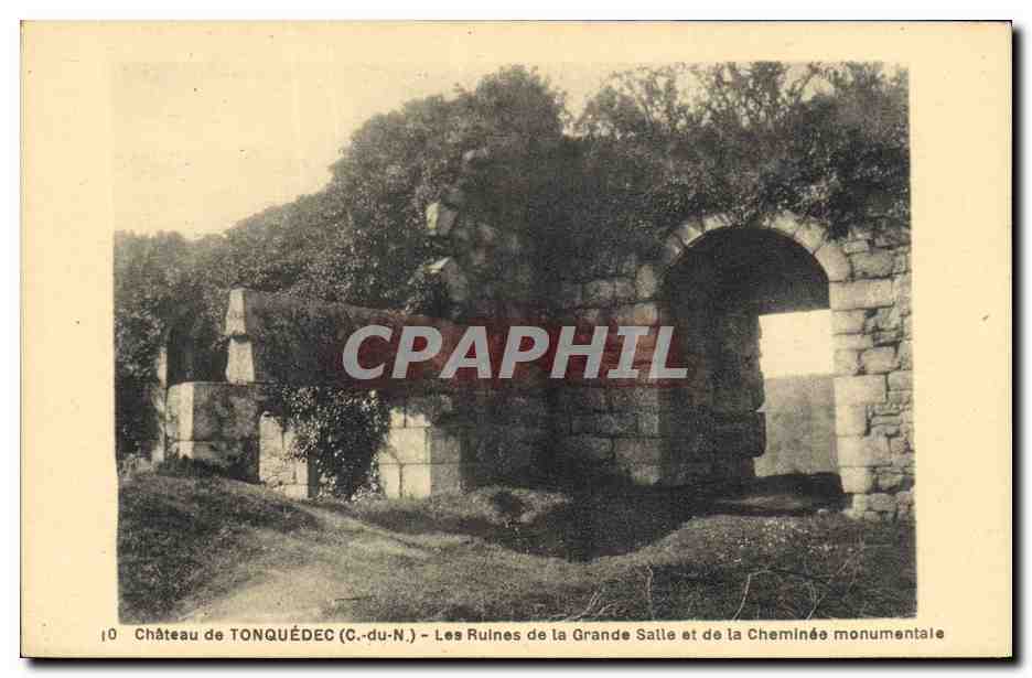 CPA Chateau de Tonquedec Les ruines de la grande salle et de la cheminee monumentale