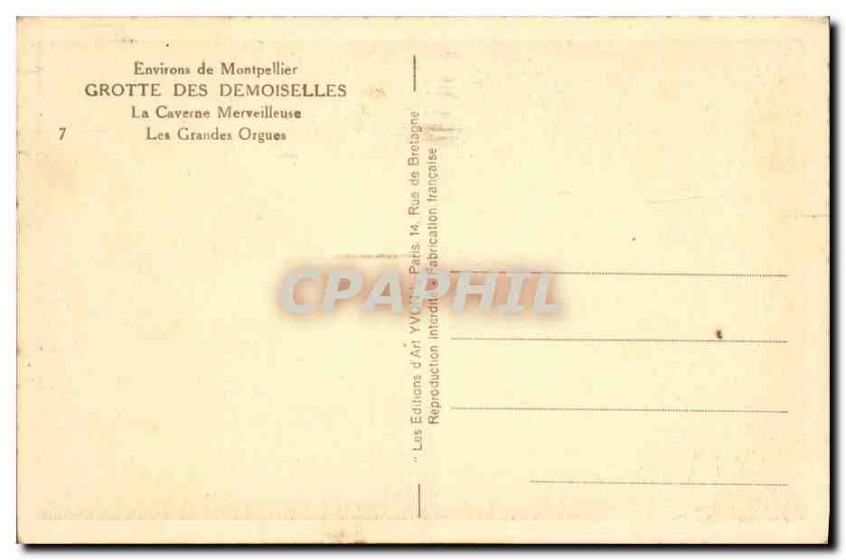 Grotte des Demoiselles — Les Grandes Orgues — Éditions d'Art Yvon, Paris — Rückseite