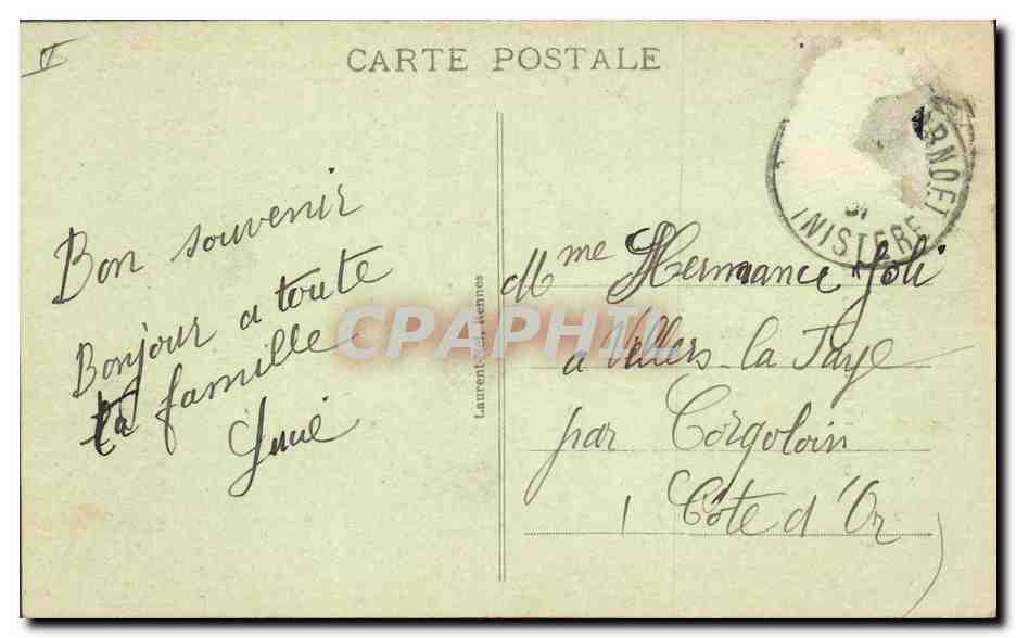 Le Pouldu - La Grotte de St-Julien — CPA n°2077, éditée par une imprimerie locale — Verso