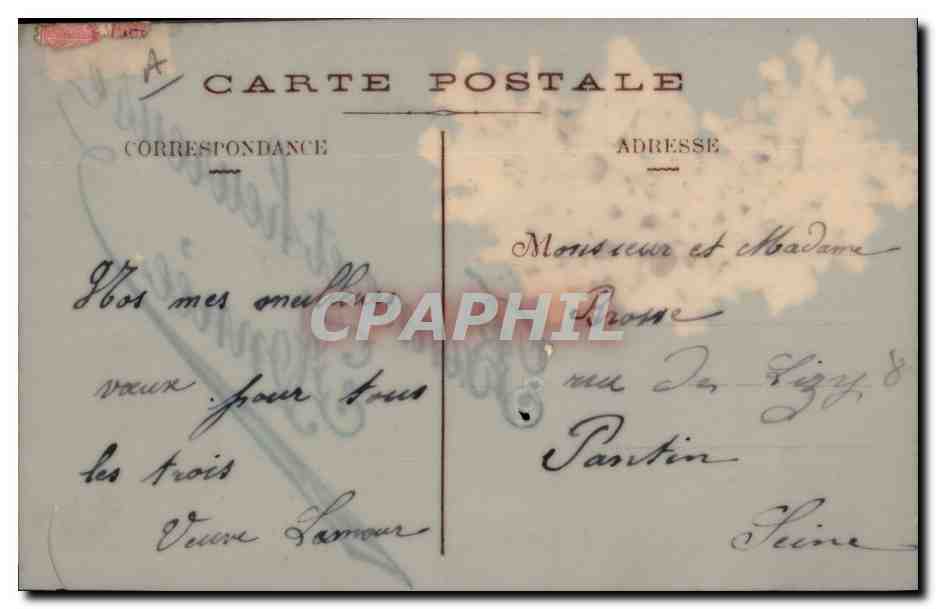 Deux colombes sur des fleurs — Carte postale — Éditeur : Carte Postale (verso) — Reverso