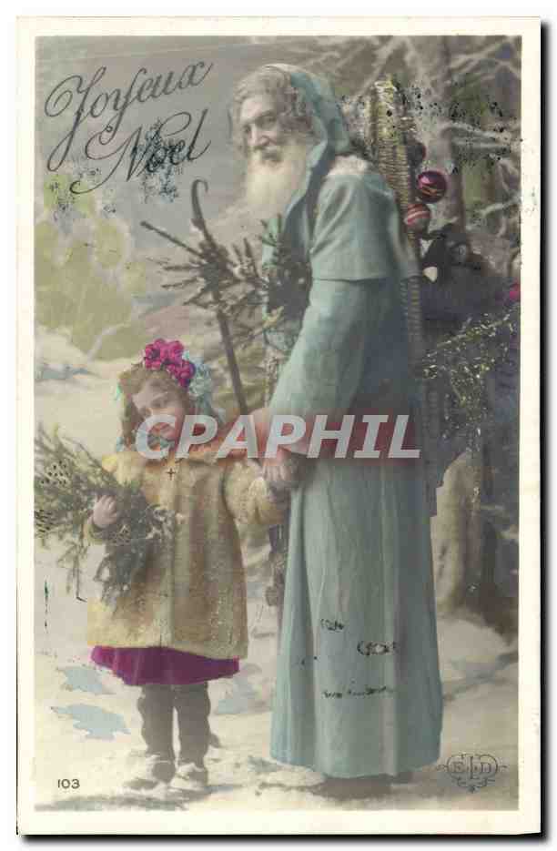Père Noël et enfant — scène de Noël — éditeur ELD, n° 103