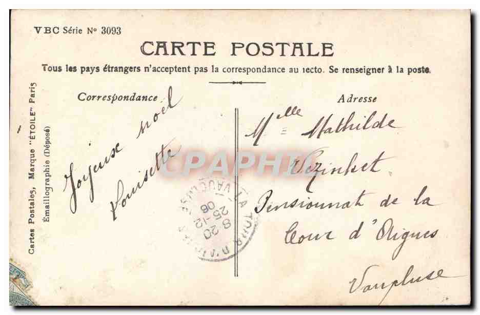 Père Noël et deux jeunes filles — Noël — Stebbing Phot. — Verso