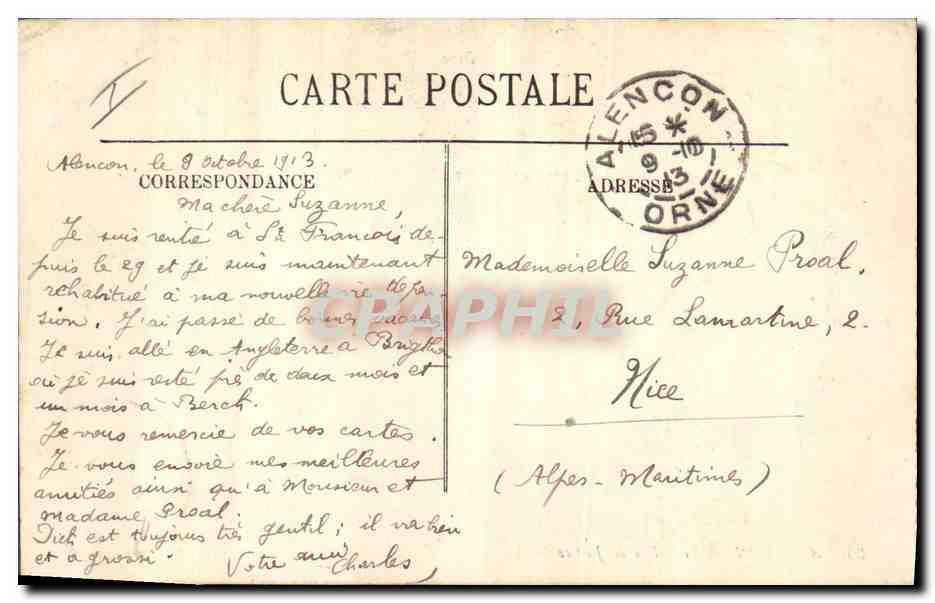 CPA Palais de Justice Alencon — Verso
