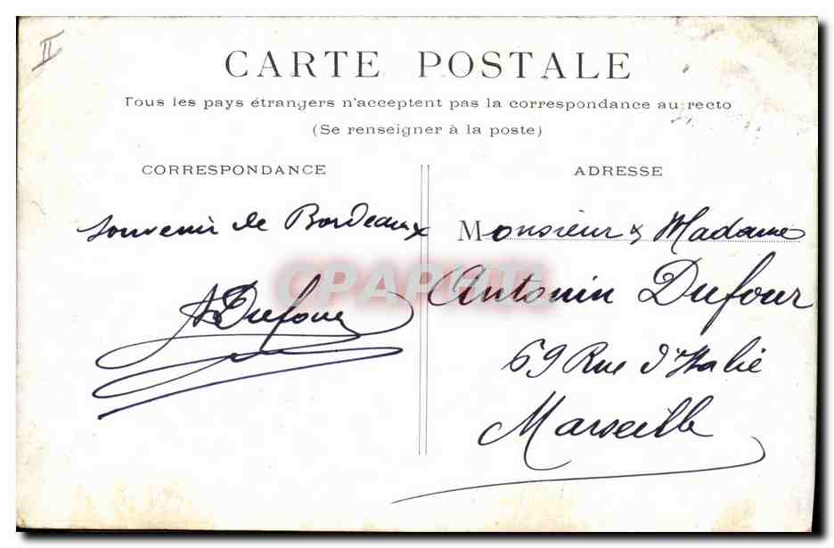 CPA Palais de Justice Bordeaux — Verso