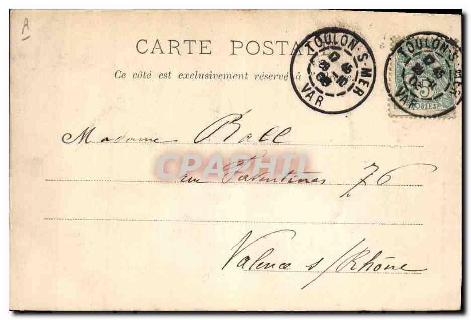 Marine Française - Le BRENNUS — A. Couturier, phot-éditeur, Toulon, n°4222 — Verso