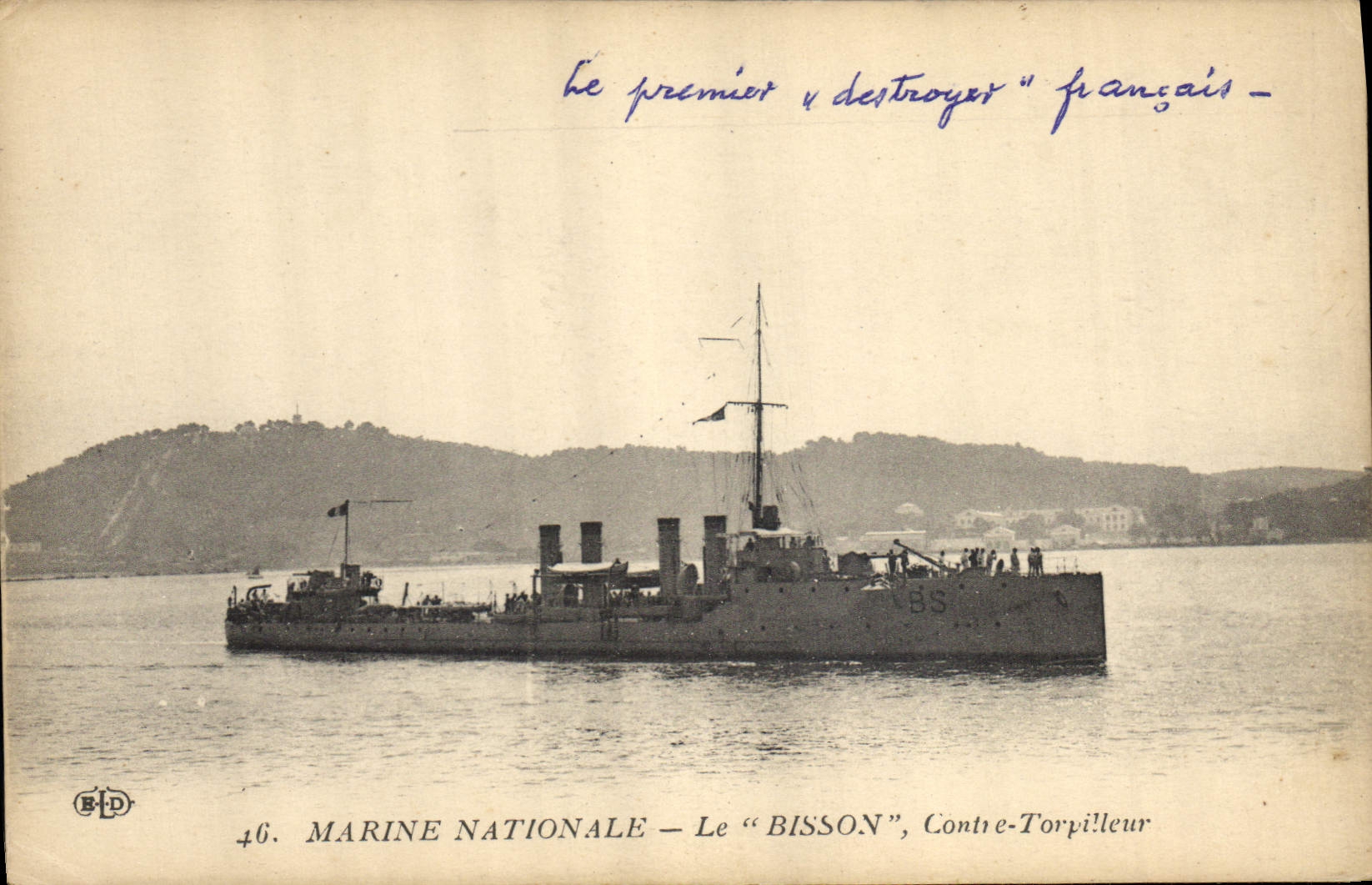 CPA Bateau de Guerre Le Bisson Contre torpilleur