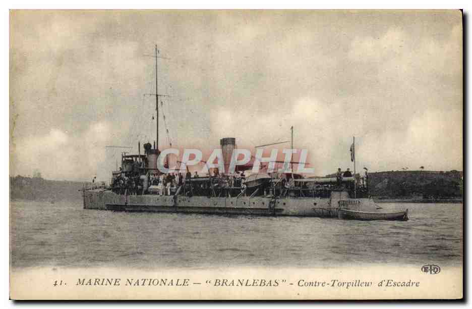 CPA Bateau de Guerre Branlebas Contre torpilleur d'escadre