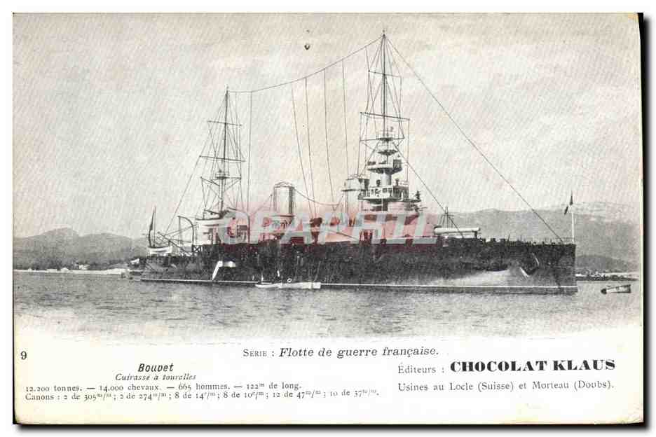 CPA Bateau de Guerre Bouvet Cuirasse a tourelles