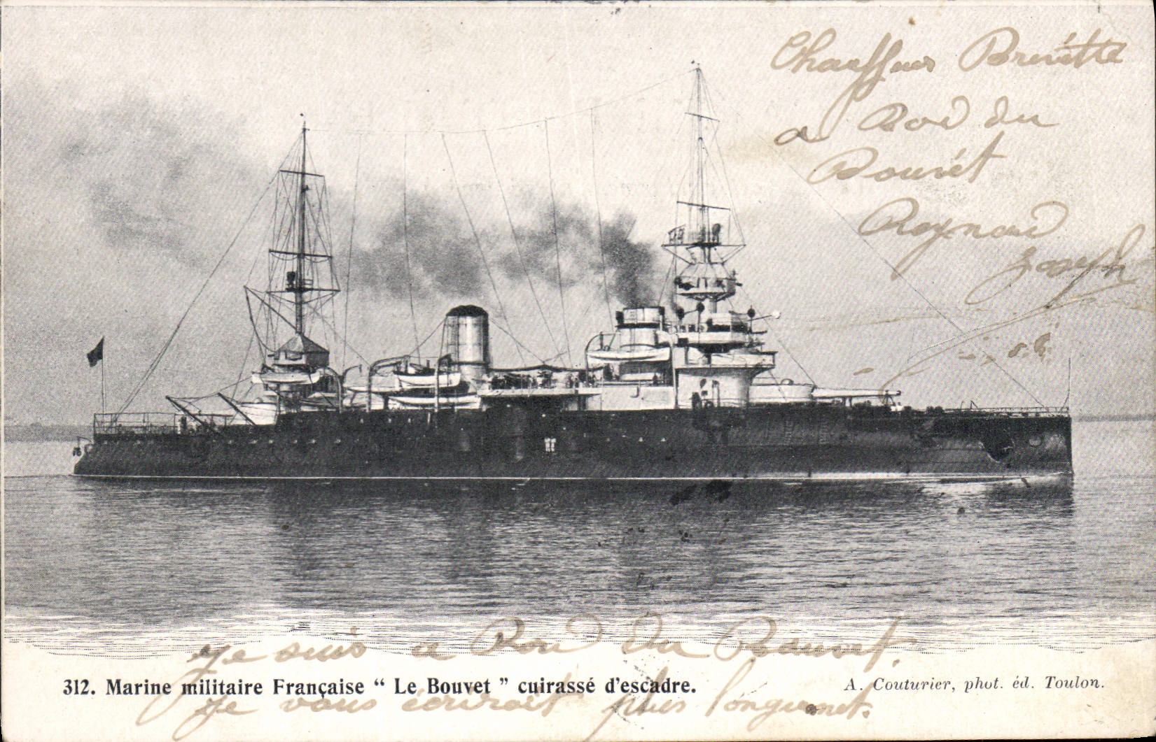 Le Bouvet — cuirassé d'escadre — A. Couturier, phot. éd. Toulon