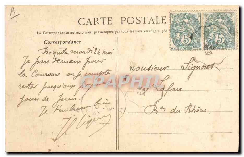 Brignoles - Sous-Préfecture — éditeur C. Billaud & Cie — Verso