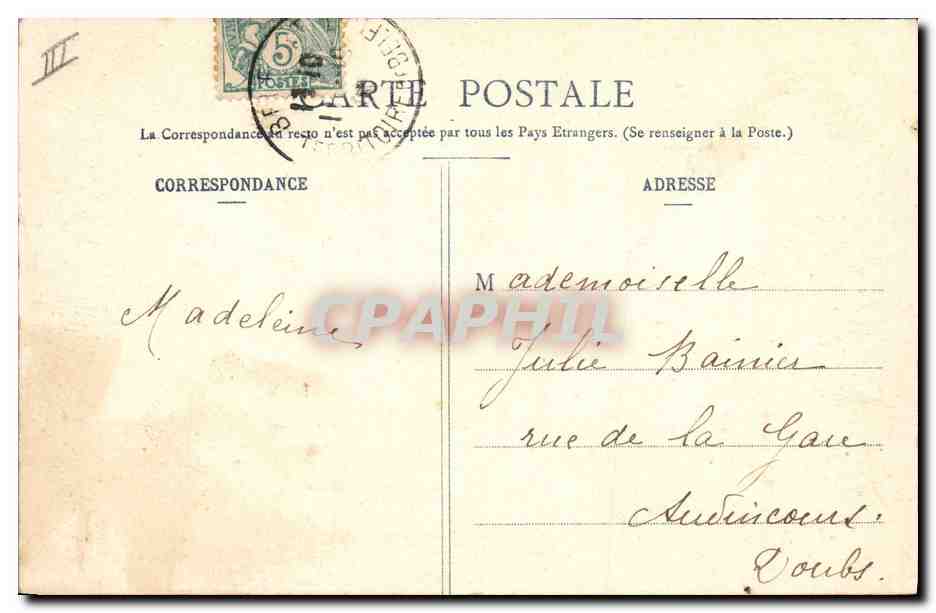 CPA Belfort La Prefecture du Haut Rhin — Verso