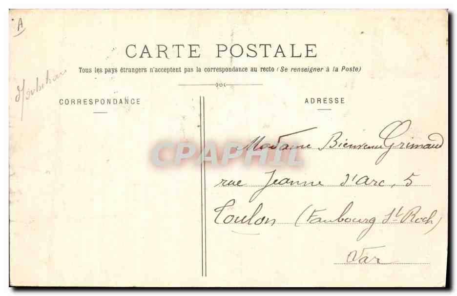 CPA Folklore Jeune fille d'Auray  — Verso