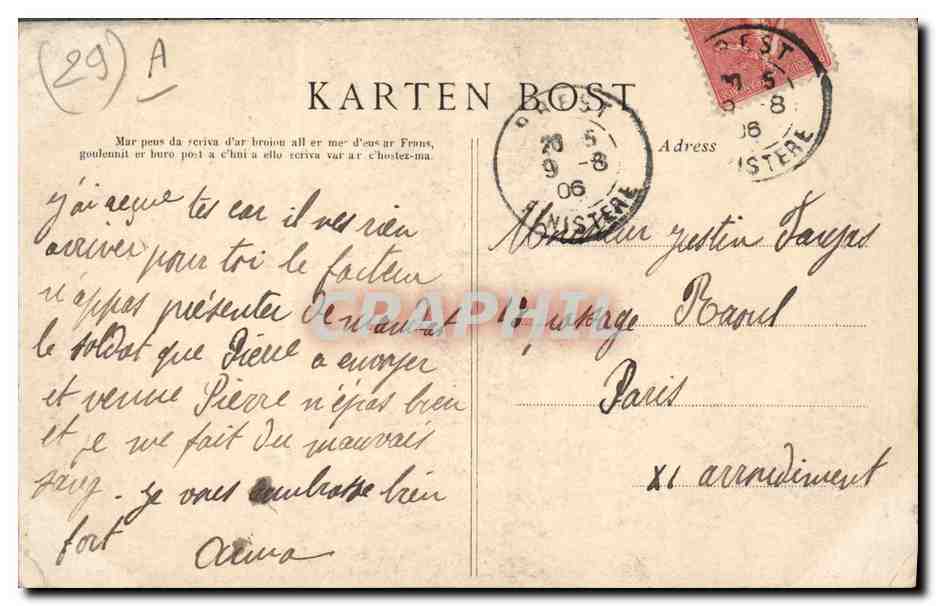 CPA Folklore Fumeur de Plomodiern Tabac TOP — Verso