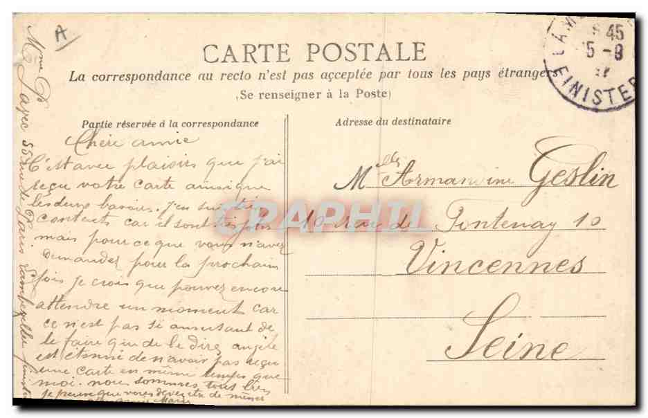 CPA Folklore Bretagne — Verso