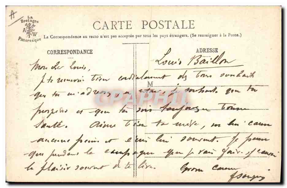 CPA Folklore Port Louisienne Chat Chaton — Verso