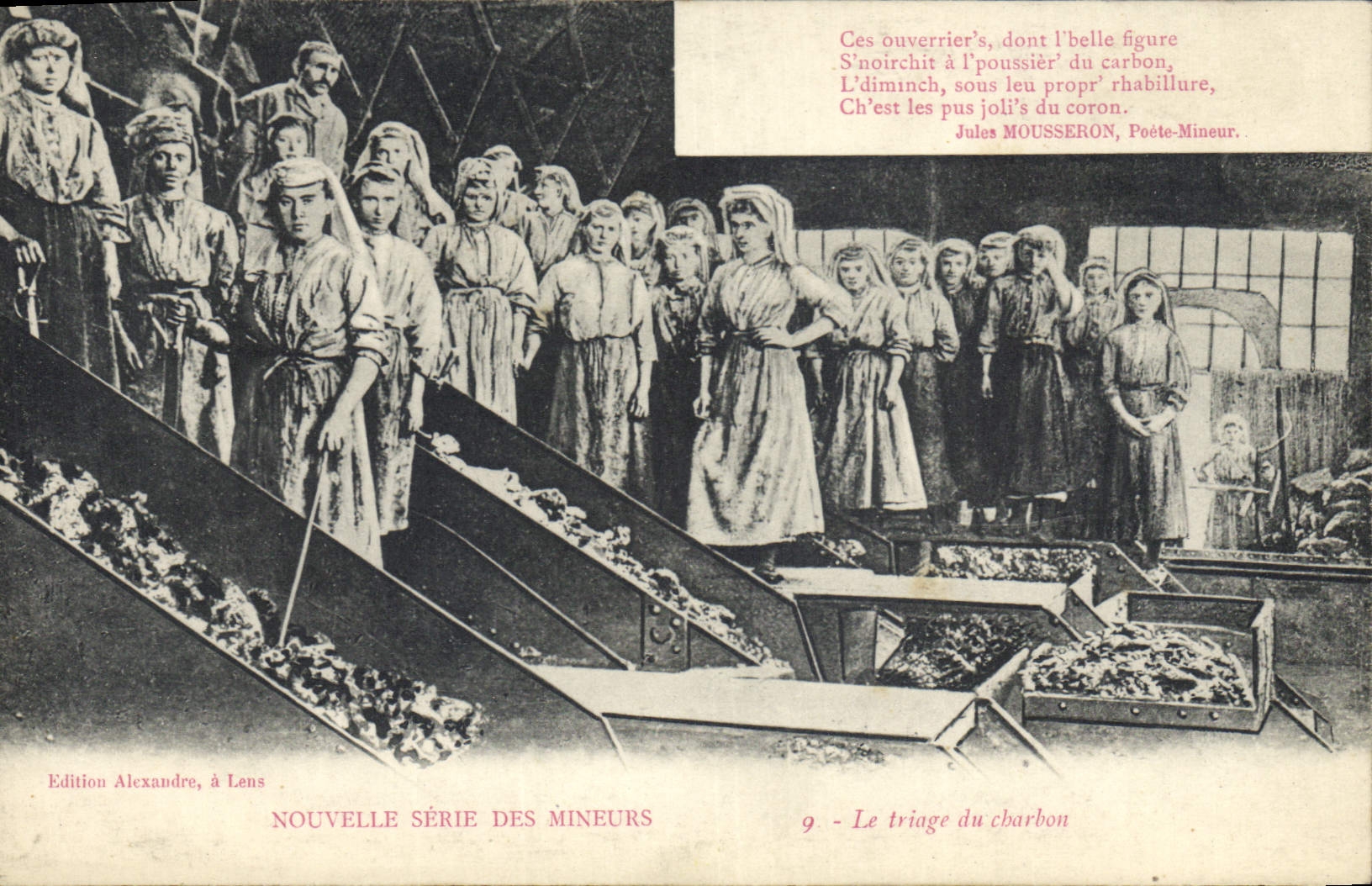 Le triage du charbon — Nouvelle série des mineurs — Édition Alexandre, à Lens, n°9